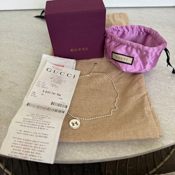 Gucci Silver 925 Interlocking GG Silver‎ Necklace, NWT, style 479219 - Picture 8 of 15